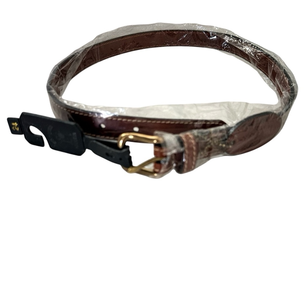 Italian Leather Belt Solid Brass Buckle NWT Brown/Tan Pale Horse Designs Size 24